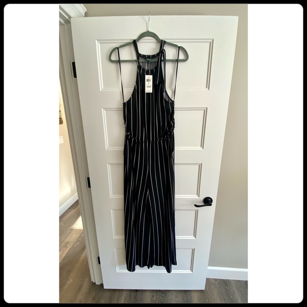 Lauren by Ralph Lauren pinstripe jumpsuit.